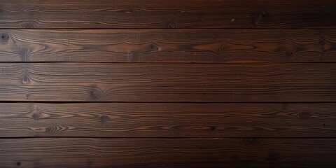 Rich dark wooden surface with intricate grains and knots, top view, brown wood