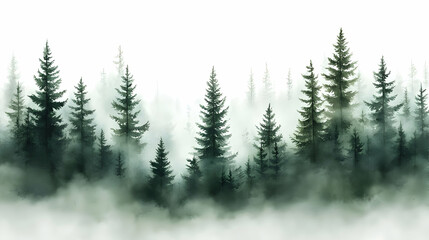 Misty Forest Watercolor Illustration