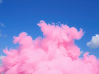 Vibrant pink cloud against clear blue sky, sky, soft