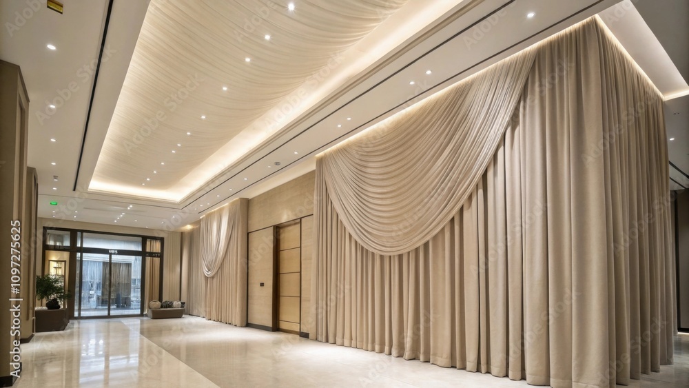 Poster tall drapery enhances the vertical dimensions of the space making the ceiling appear loftier. sophis