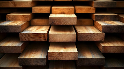 Stacked Wooden Planks 3D Illustration