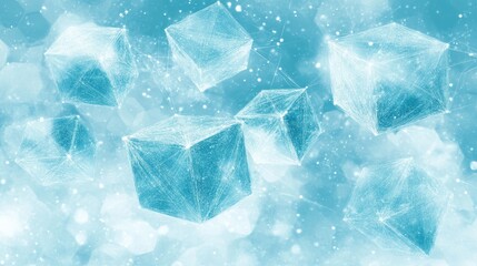 Abstract background with blue cubes and a glowing light effect.