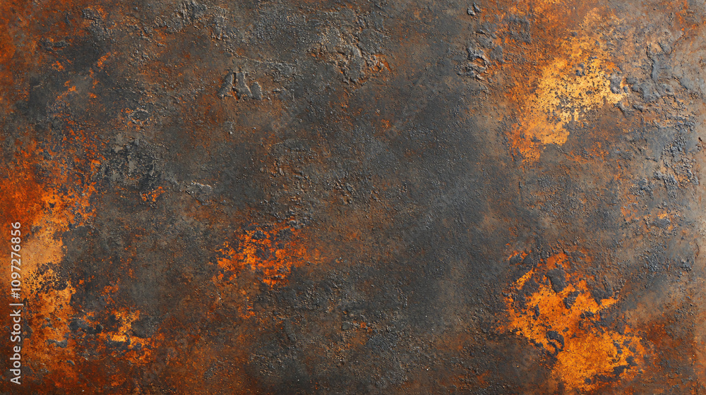 Poster abstract industrial background created by rusty metal surface with corrosion and oxidation effects