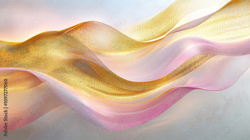 Poster luxurious and elegant abstract pink and gold waves ideal for backgrounds and artistic projects