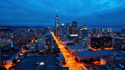 generative ai, Dynamic Urban Skyline at Dusk