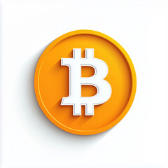 Minimalistic Bitcoin Logo in Bold Orange Circle Design, digital illustration