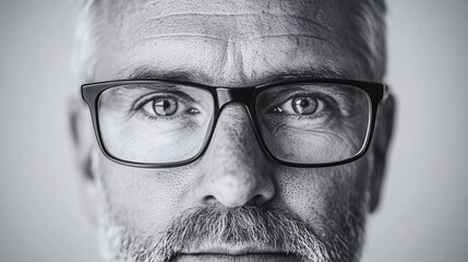 Close-up portrait of a mature man with glasses