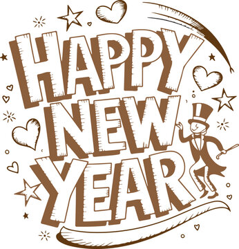 Happy New Year, greeting session, vector