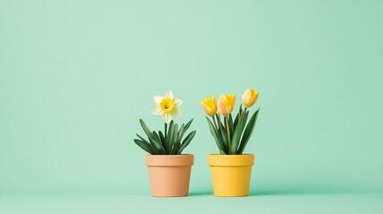 Potted Flowers in Pastel Setting