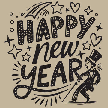 Happy New Year, greeting session, vector