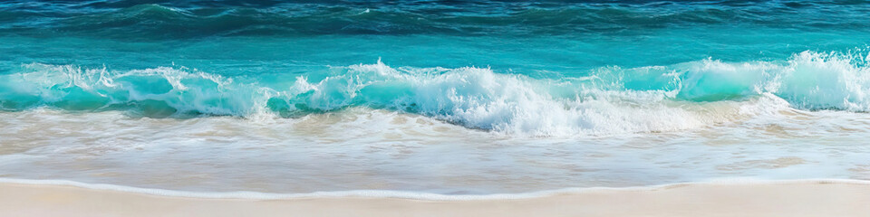 Fototapeta premium Padre Island Paradise: Turquoise waves lap against the white sandy shores of Padre Island National Seashore.