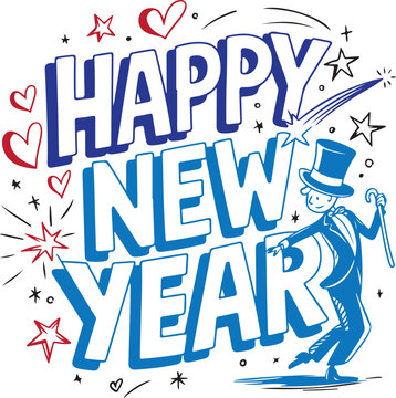 Happy New Year, greeting session, vector