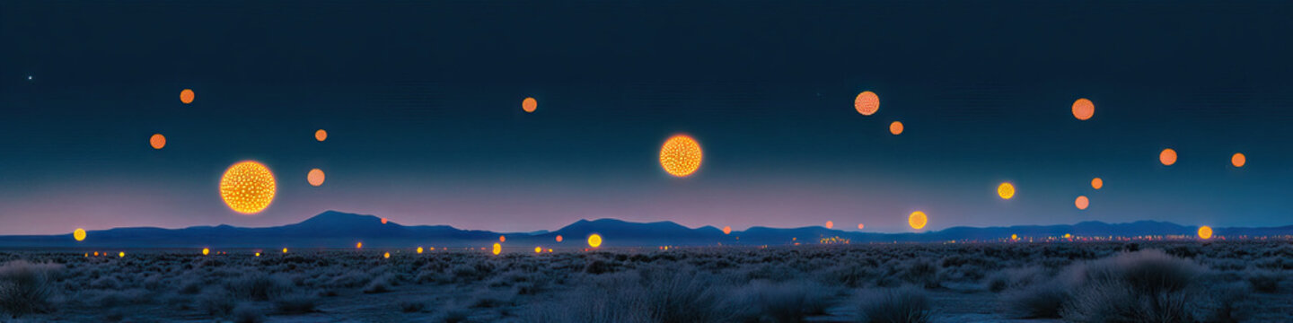 Marfa Lights Mystery: A mesmerizing display of glowing orbs floating above the desert landscape near Marfa, Texas.