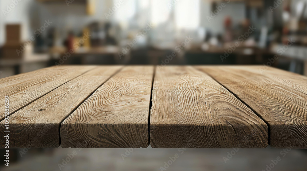 Poster equipment workshop background concept. a close-up view of a rustic wooden table surface, showcasing 