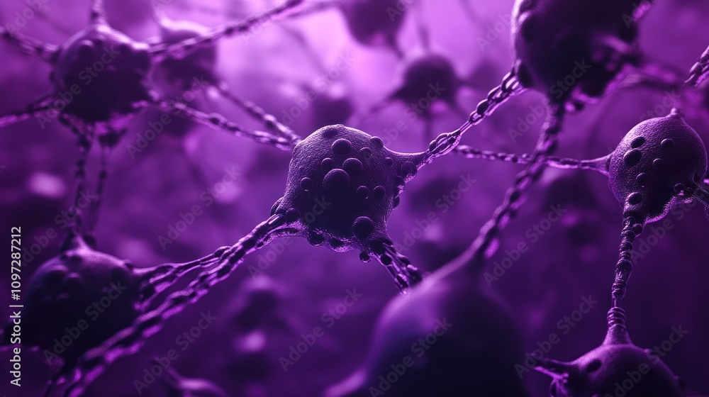 Poster close-up view of interconnected neurons, showcasing their structure and connections.