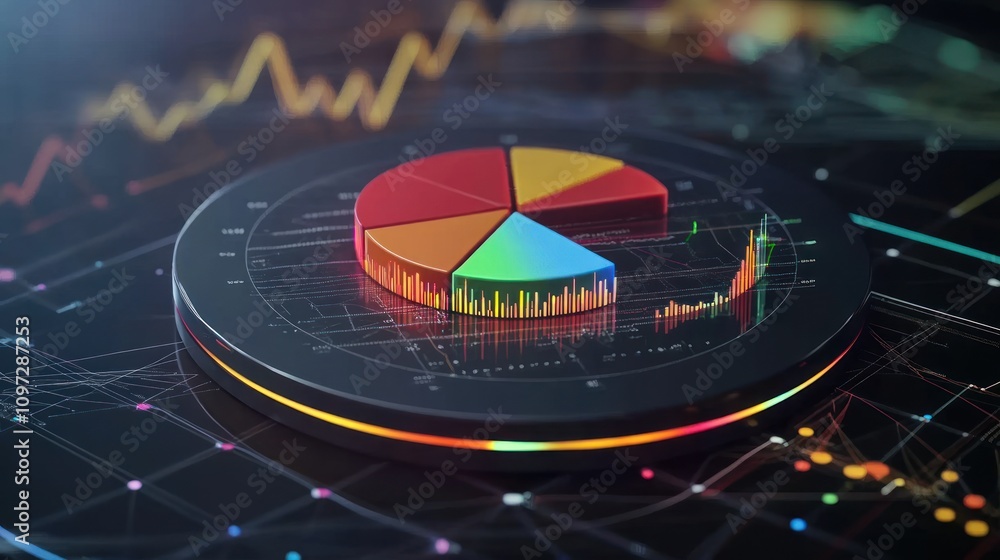 Aufkleber 3D pie chart and graphs illustrating data analysis and visualization concepts.