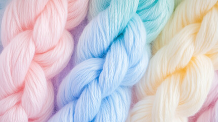Close-Up of Pastel-Colored Yarn Braids