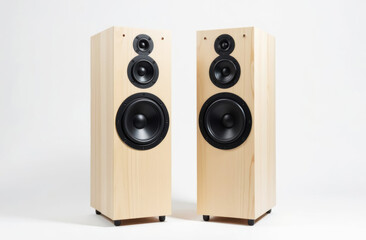 Fototapeta premium large pair wooden hi-fi stereo acoustics