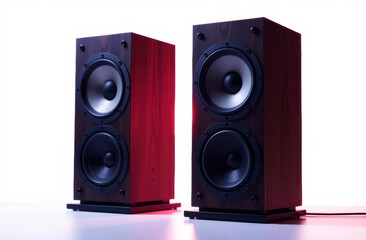 Fototapeta premium large pair wooden hi-fi stereo acoustics