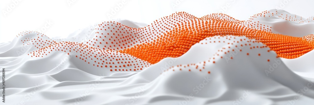 Aufkleber abstract representation of a landscape with orange dots on a white surface.