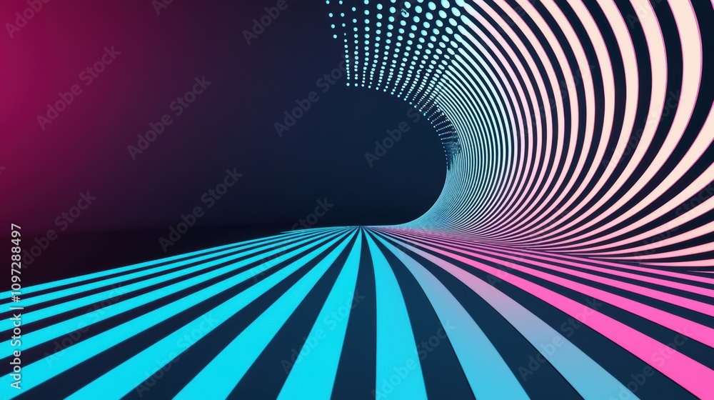 Aufkleber a hypnotic display of pulsating neon dots arranged in a grid formation, their rhythmic flashing crea