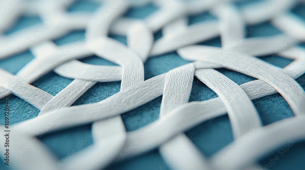 Poster a close up shot of an origami tessellation, with intricately folded triangles interlocking to create