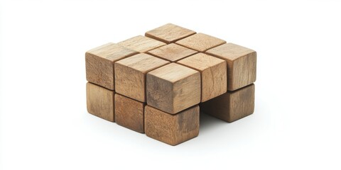 Wooden cube structure with unique design and natural finish