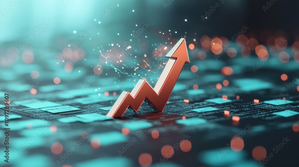 Poster a financial chart with upward trending lines forming a triangular pattern, symbolizing growth and po