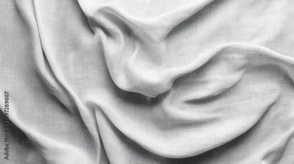 Poster a close-up of crumpled white fabric, showcasing texture and subtle shadows.