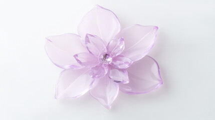 Elegant translucent purple crystal flower on soft white background