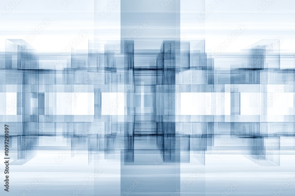 Aufkleber Abstract blue geometric pattern with layered transparency and motion effects.