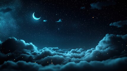 Fototapeta premium A dark night sky filled with thousands of twinkling stars, creating a sense of vastness and wonder.