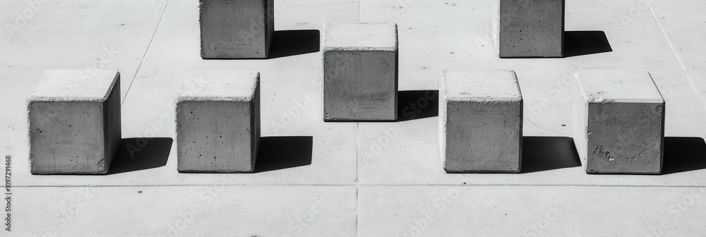 Poster abstract concrete blocks casting geometric shadows on minimalist surface