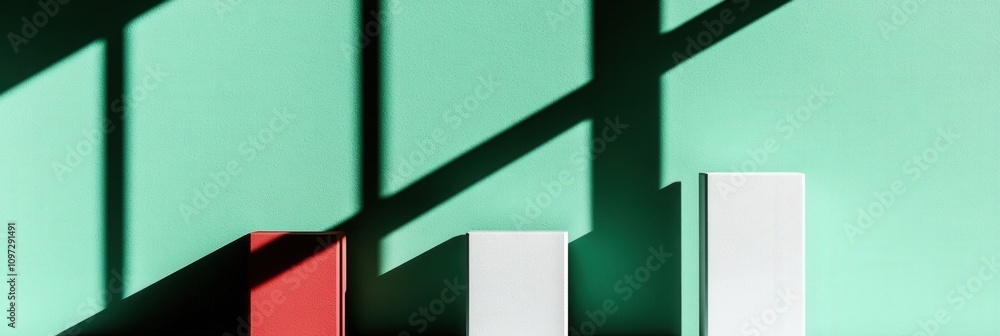 Poster abstract geometric shadows on colorful minimalist blocks in modern design