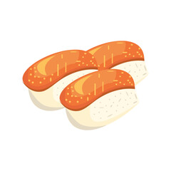 Salmon sushi, Japanese food Illustration isolated on a white background. Sushi illustration design, Japanese specialty food. Traditional Japanese food illustration element design