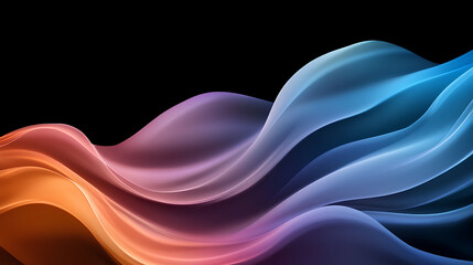 Abstract Wavy Iridescent Shape on Black Background