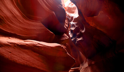 Antelope Canyon is a slot canyon in the American Southwest. It is on Navajo land east of Page, Arizona. Antelope Canyon includes two separate, scenic slot canyon sections