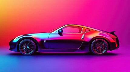 Neon Nights: Iridescent Sports Car