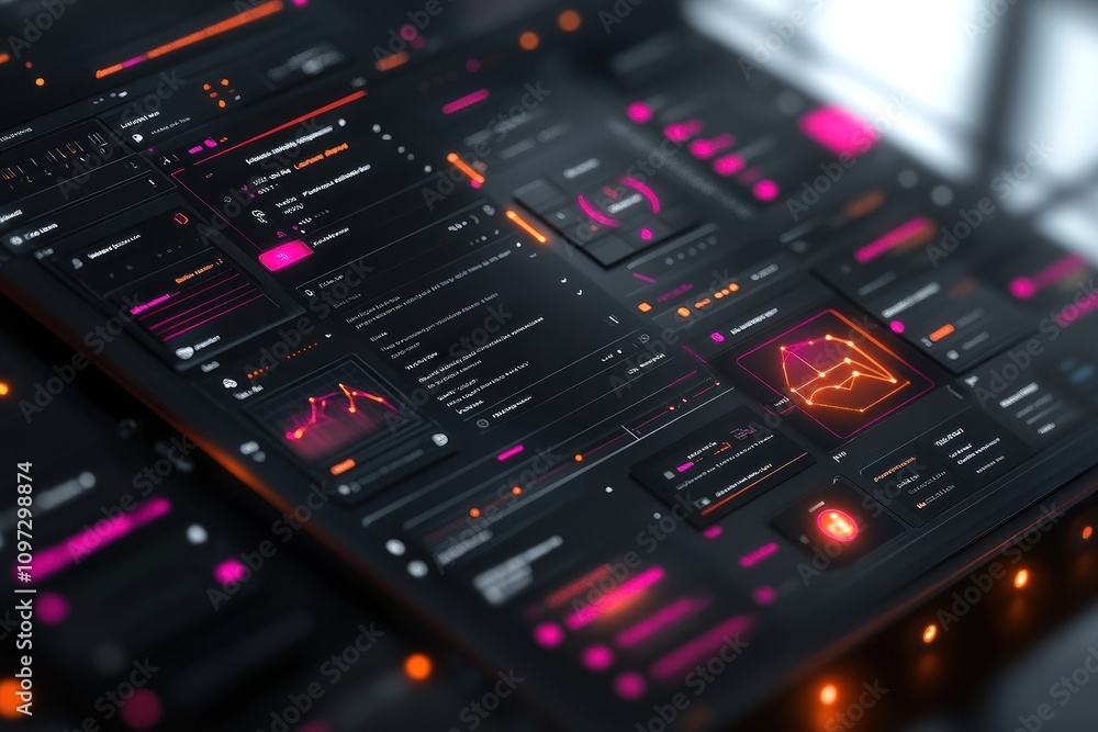 Poster futuristic digital interface: a cyberpunk-inspired dashboard design
