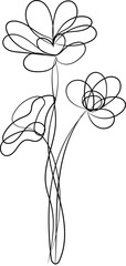 Rose flower line drawing vector