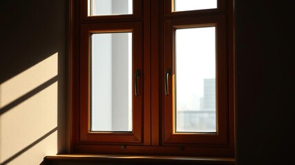 Obraz premium Close-up of a window in an empty flat highlighting the view outside, empty space, , empty room