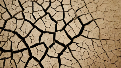 Top view of cracked ground, symbolizing drought and dryness, perfect for environmental or abstract designs.