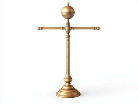 Antique brass anemometer on white background, showcasing its elegant design
