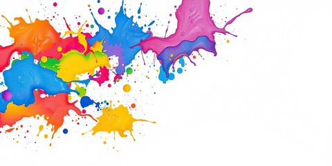 Obraz premium Artistic splash of colorful paint against a clean white surface, unique artwork, bold design