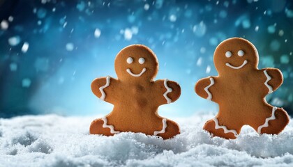gingerbread man cookies playing in snow