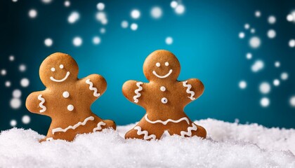 gingerbread man cookies playing in snow