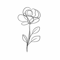 Rose flower line drawing vector