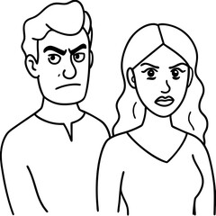 and drawn angry couple