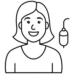 happy woman with intravenous saline drip