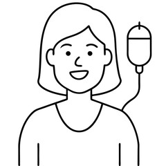 happy woman with intravenous saline drip